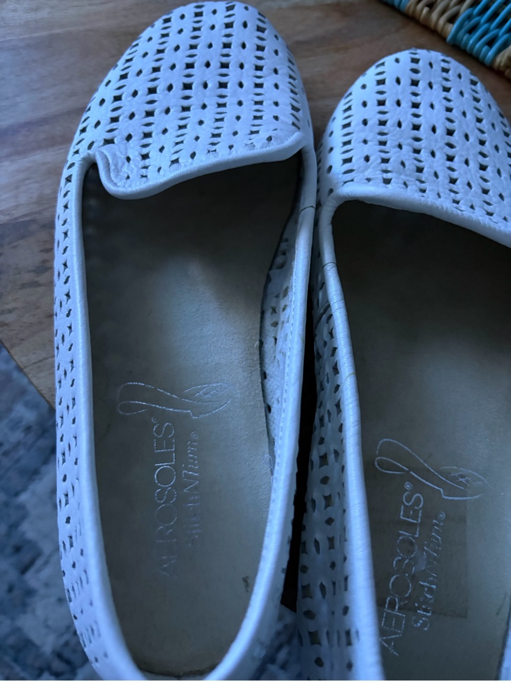 AEROSOLES White Perforated Slip-On Flats
